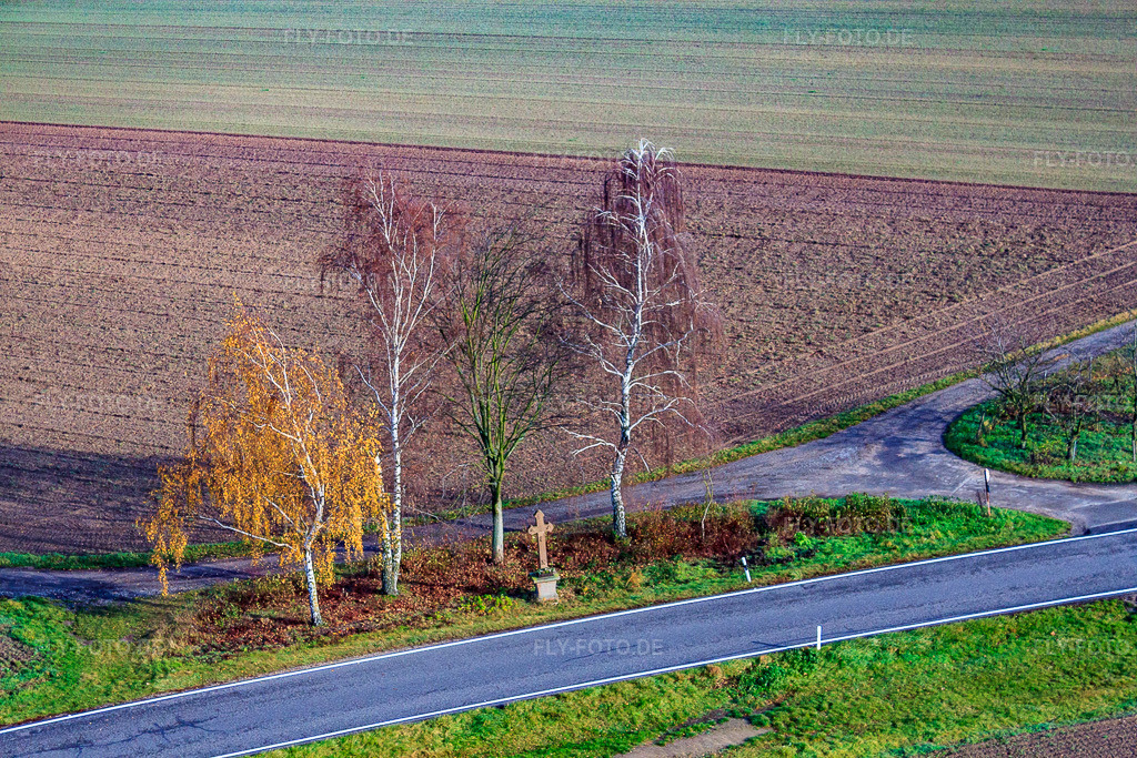 Luftbild: Wegkreuz zwischen Hayna und Hatzenbühl in Hatzenbühl im Bundesland Rheinland-Pfalz in Deutschland. Foto: IMG_35462.jpg vom 20.11.2010 durch Werner Riehm/FLY-FOTO.de