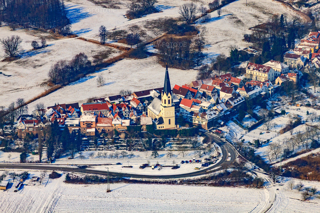Luftbild: Hinterstädel im Winter bei Schnee in Jockgrim im Bundesland Rheinland-Pfalz in Deutschland. Foto: IMG_24291.jpg vom 16.02.2010 durch Werner Riehm/FLY-FOTO.de