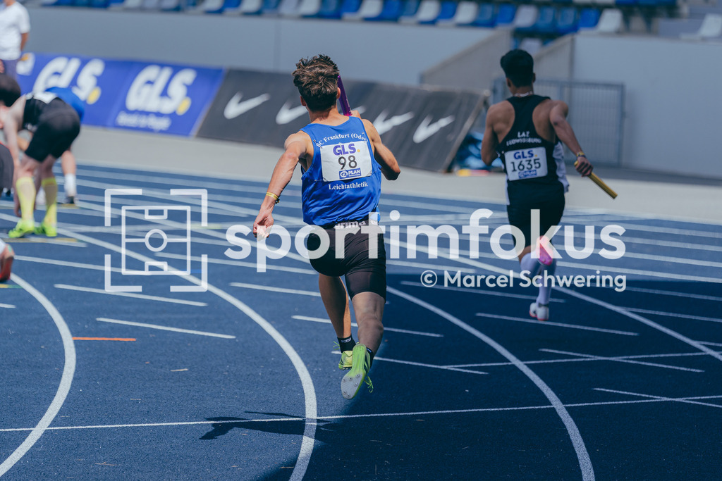 DM U23 U18 Bochum 2026 | Florian Martin Mansfeld (SC Frankfurt (Oder)) in der 4x100-Meter-Staffel bei den Deutschen Meisterschaften der U18 &amp; U23 2026 im Lohrheidestadion in Bochum-Wattenscheid. - Realisiert mit Pictrs.com