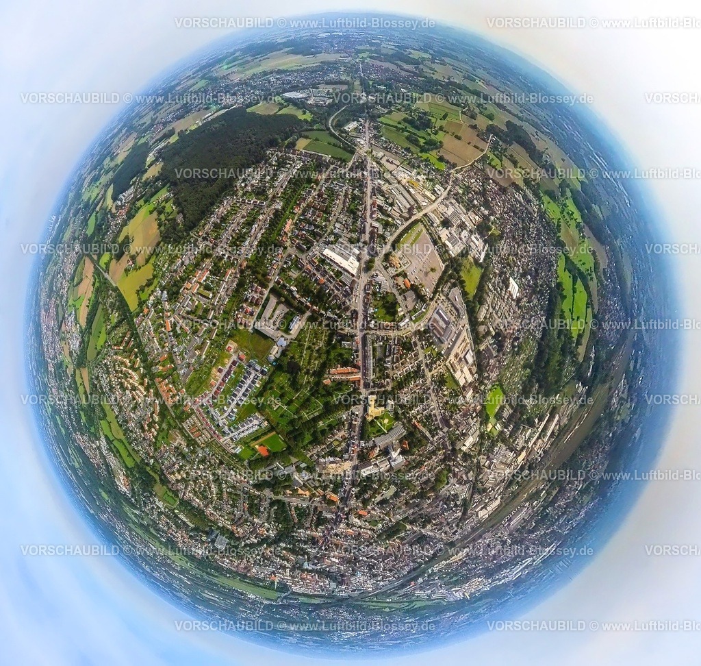 Hamm230990154 Mitte Werler Strasse | Luftbild, Ortsansicht Hamm-Mitte, Werler Straße, Erdkugel, Fisheye Aufnahme, Fischaugen Aufnahme, 360 Grad Aufnahme, tiny world, Mitte, Hamm, Ruhrgebiet, Nordrhein-Westfalen, Deutschland