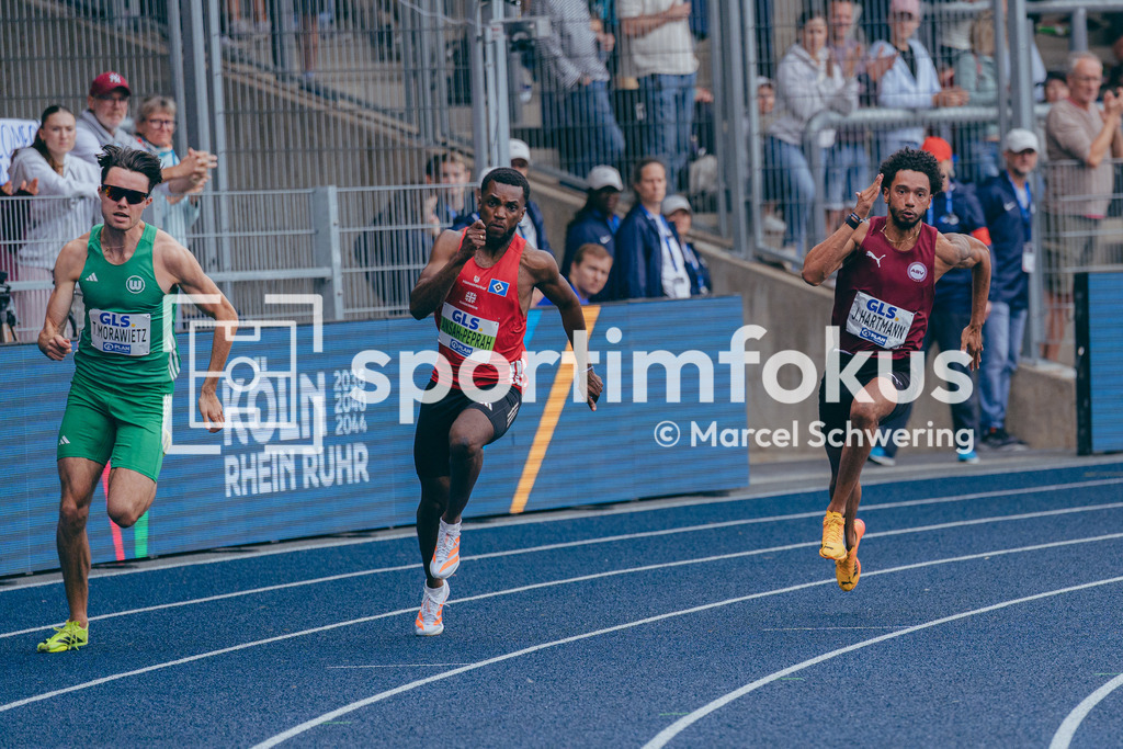Deutsche Meisterschaften der Frauen und Männer 2026 | Joshua Hartmann, ASV Köln e. V., 200-Meter-Lauf, Halbfinale, Deutsche Meisterschaften der Frauen und Männer 2026, Lohrheidestadion Bochum-Wattenscheid, 26.07.2026. Foto: Marcel Schwering / sportimfokus - Realisiert mit Pictrs.com