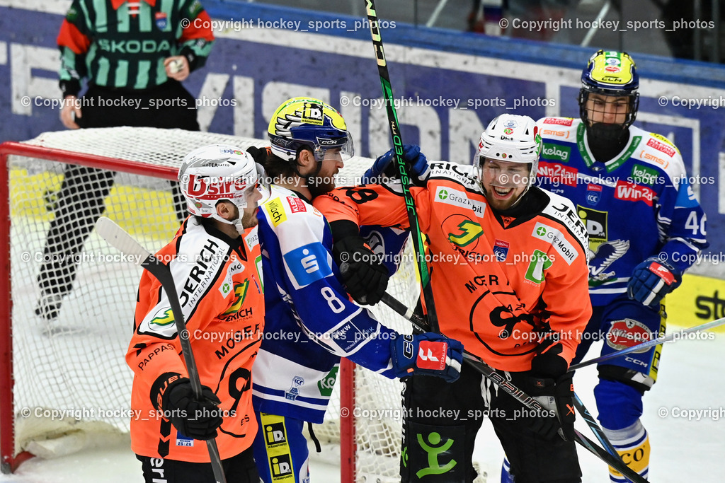 EC IDM WÄRMEPUMPEN VSV vs. MOSER MEDICAL GRAZ99ERS | #74 Nico Feldner Graz 99ers, #8 Maximilian Rebernig EC VSV, #18 Paul Stapelfeldt Graz 99ers, #46 Paul Sintschnig EC VSV, EC IDM WÄRMEPUMPEN VSV vs. MOSER MEDICAL GRAZ99ERS, EC IDM WÄRMEPUMPEN VSV vs. MOSER MEDICAL GRAZ99ERS am 17.03.2026 in Villach (Stadthalle Villach), Austria, (Photo by Bernd Stefan)