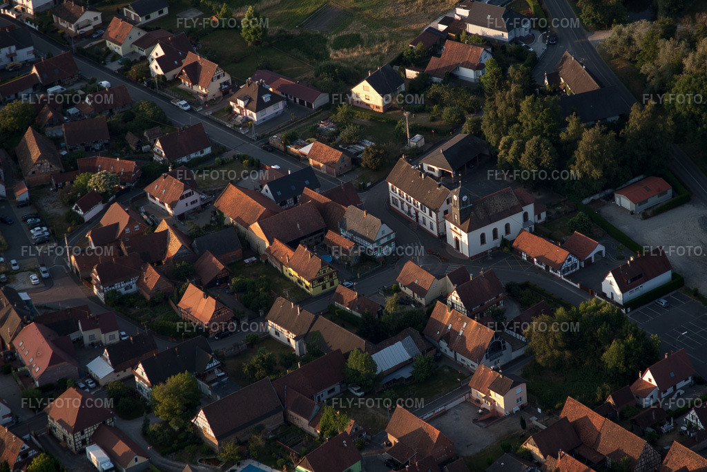 Aerial view: View of the town in Forstfeld in the state Bas-Rhin, France.Photo: IMG_67995.jpg taken on 06/19/2014 by Werner Riehm/FLY-FOTO.comResolution of the original: 4752 x 3168 px