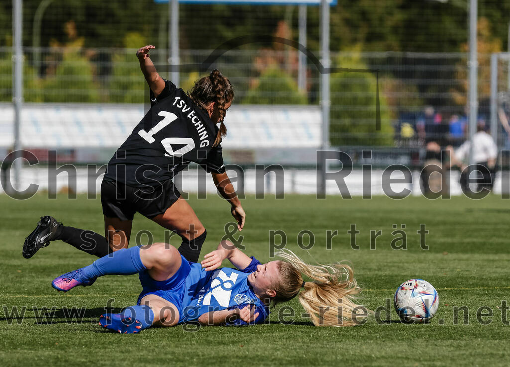 2023-10-21_103_FC_Langengeisling_gegen_TSV_Eching | Erding, Deutschland, 21.10.2023:
Fußball, Bezirksoberliga 2023 / 2024, 8. Spieltag, FC Langengeisling gegen TSV Eching, Endergebnis: 0:0

Elisa Josephs (TSV Eching, #14), Marie Huber (FC Langengeisling, #2)

Foto: Christian Riedel / fotografie-riedel.net