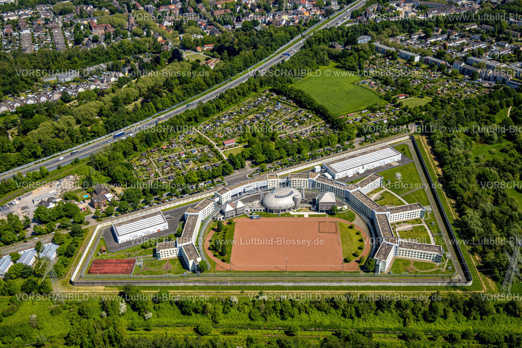 Gelsenkirchen230510929 | Luftbild, JVA Justizvollzugsanstalt Offener Vollzug, Kleingartenverein Hessler, Feldmark, Gelsenkirchen, Ruhrgebiet, Nordrhein-Westfalen, Deutschland