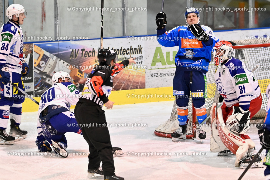 ESC SPARKASSE STEINDORF vs. UECR Huben  | #34 Trojer Jonas UECR EISBÄREN HUBEN, #90 Wibmer Fabian UECR EISBÄREN HUBEN, #11 Kalan Luka ESC Steindorf, #31 Sicher Michael UECR EISBÄREN HUBEN, ESC SPARKASSE STEINDORF vs. UECR Huben , ESC SPARKASSE STEINDORF vs. UECR Huben  am 06.02.2026 in Steindorf (Ossiachersee Halle), Austria, (Photo by Bernd Stefan)