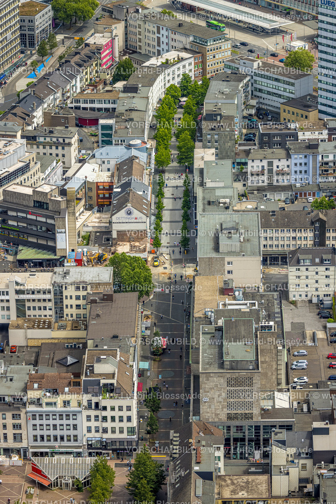 Bochum220603498 | Luftbild, Huestraße Fußgängerzone und Einkaufsstraße, Gleisdreieck, Bochum, Ruhrgebiet, Nordrhein-Westfalen, Deutschland