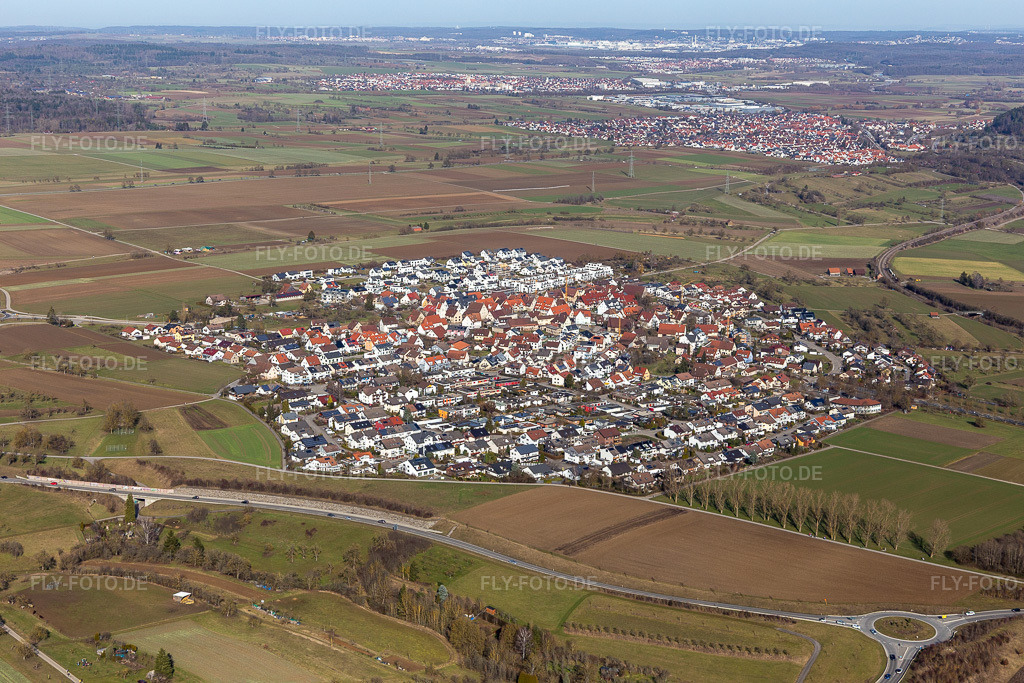 Luftbild: Ortsansicht von Süden im Ortsteil Affstätt in Herrenberg im Bundesland Baden-Württemberg in Deutschland. Foto: IMG_125241.jpg vom 20.02.2021 durch Werner Riehm/FLY-FOTO.de