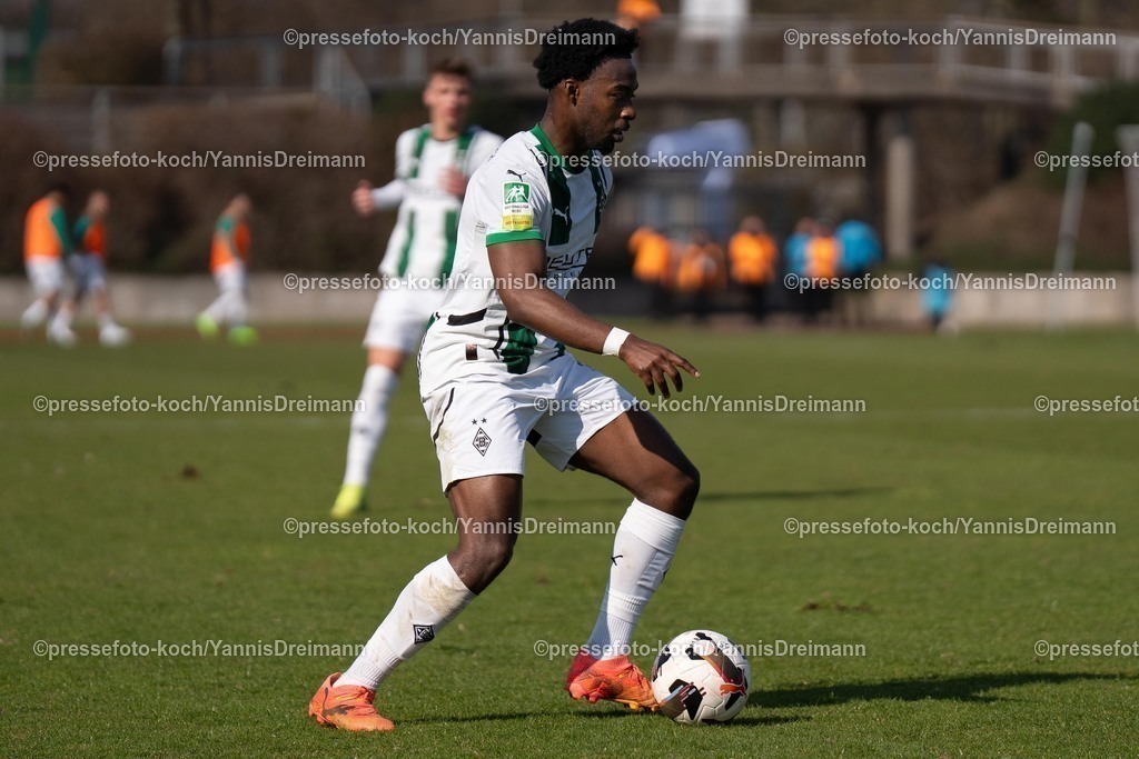 xYDR15032501049 | 15.03.2025, xydrx, Fußball, Borussia Mönchengladbach II (U23) - 1.FC Bocholt, Regionalliga West, Grenzlandstadion: Yassir Atty (Borussia Moenchengladbach II #17)