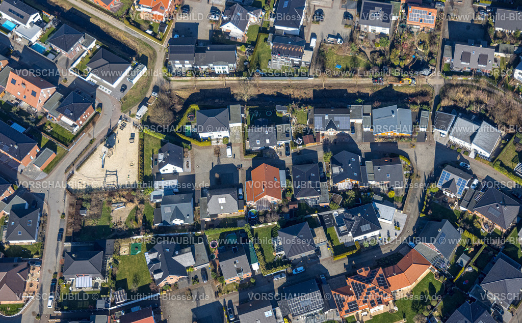 Olfen230206708 | Luftbild, Wohngebiet Olfen-Süd, Landschaftspflege, Olfen-Stadt, Olfen, Münsterland, Nordrhein-Westfalen, Deutschland
