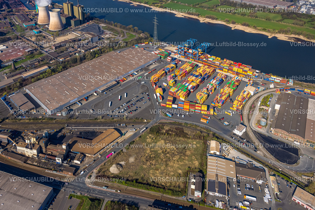 Duisburg250401280LogPort2Wanheim | Luftbild, logport II Wanheim, logport 2, Container Terminal am Fluss Rhein, Wanheim-Angerhausen, Duisburg, Ruhrgebiet, Nordrhein-Westfalen, Deutschland