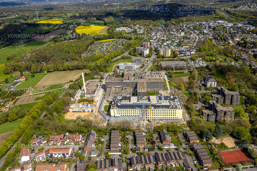 Velbert230407526 | Luftbild, Helios Klinikum Niederberg, Baustelle mit Neubau, Velbert, Ruhrgebiet, Nordrhein-Westfalen, Deutschland