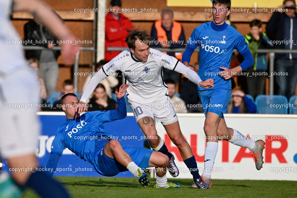 SAK vs. ATUS Velden 19.4.2024 | #13 Fabian Griesebner SAK, #10 Lukas Lausegger ATUS Velden, #5 Jakob Geister SAK, SAK vs. ATUS Velden 19.4.2024, SAK vs. ATUS Velden am 19.04.2024 in Klagenfurt (Sportpark Welzenegg), Austria, (Photo by Bernd Stefan)