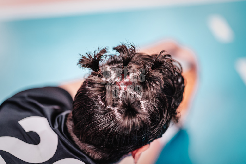 Volleyball | Herren | Saison 2024/2025 | 1. Volleyball Bundesliga Männer | Finale | BERLIN RECYCLING Volleys vs. SVG Lüneburg | 03.05.2025 | Die Zöpfe im Haar von Jake Hanes (#22, Berlin Recycling Volleys)