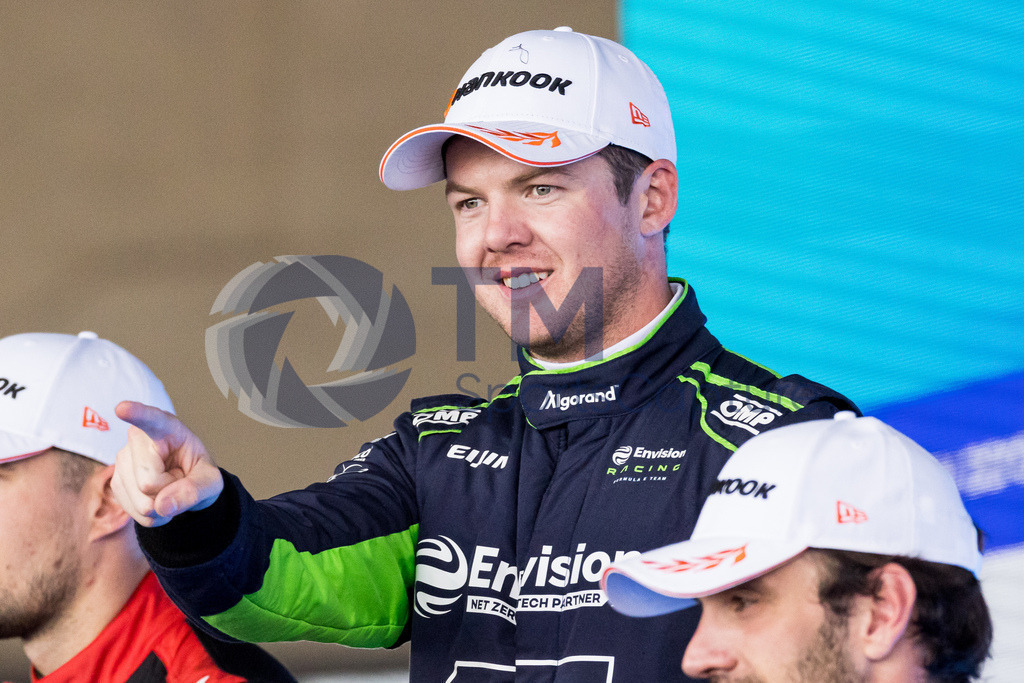 GEPA-20230423-101-147-0232 | BERLIN,GERMANY,23.APR.23 - MOTORSPORTS, FORMEL E - E-Prix of Berlin, Berliner Tempelhof Airport Circuit. Image shows Nick Cassidy (NZL / Envision). Keywords: podium.  
Photo: GEPA pictures/ Matthias Trinkl