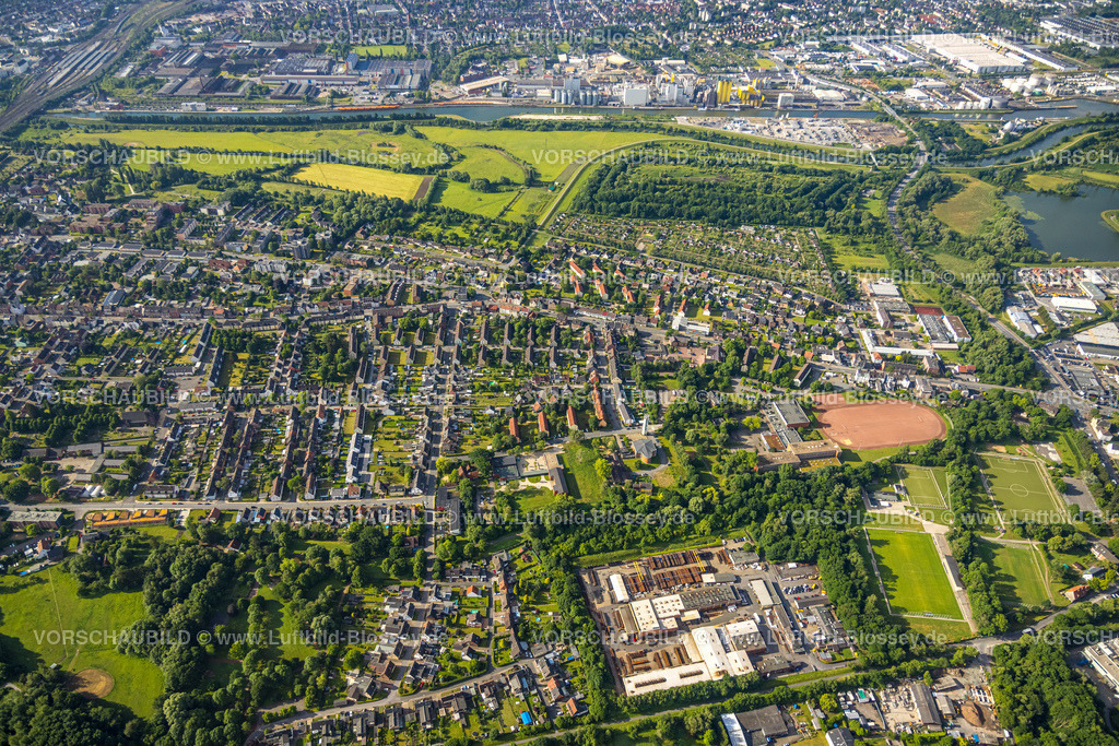 Hamm220601503 | Luftbild, Wohnsiedlung zwischen Großer Sandweg und Nordenstiftsweg, Nienbrügger Berg, Lippeaue am Hafen, Kleingartenverein Nordenheide, Bockum-Hövel, Hamm, Ruhrgebiet, Nordrhein-Westfalen, Deutschland