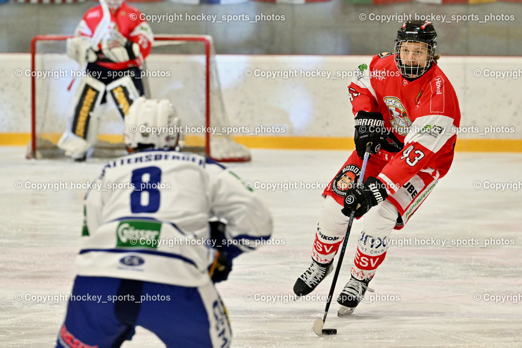 ESV Ferlach vs. UECR Eisbären Huben | #43 Jurvelin Valtteri ESV Ferlach, #8 Mattersberger Elias UECR EISBÄREN HUBEN, ESV Ferlach vs. UECR Eisbären Huben, ESV Ferlach vs. UECR Eisbären Huben am 31.10.2025 in Ferlach (HTC Eishalle Ferlach), Austria, (Photo by Bernd Stefan)