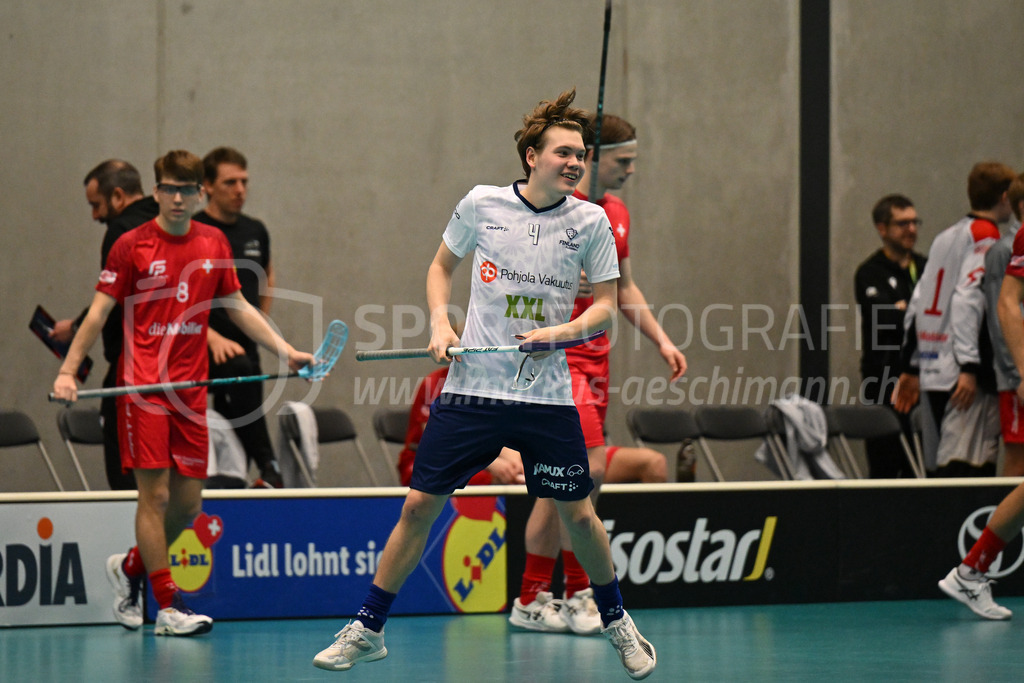 Switzerland B U19 vs Finland U19 - 2. February 2024 | Switzerland B U19 vs Finland U19
U19 Men International Matches in Switzerland
GoEasy Arena, Siggenthal Station
Finland defender #4 Leo Tiittala.
Credit: Markus Aeschimann | <a href="https://www.markus-aeschimann.ch">Sportfotografie Markus Aeschimann</a> | <a href="https://www.instagram.com/sportfotografie.aeschimann">@sportfotografie.aeschimann</a> - Realisiert mit Pictrs.com