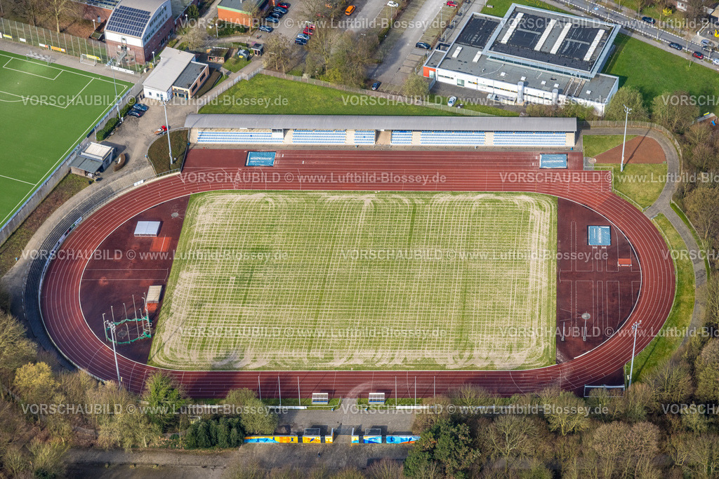 Bottrop260306402 | Luftbild, Jahnstadion, Fußballstadion und Leichtathletikstadion, Sanierung und neue Tribüne, Süd-West, Bottrop, Ruhrgebiet, Nordrhein-Westfalen, Deutschland
