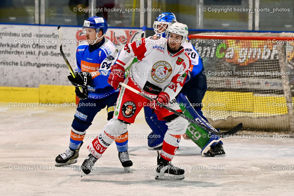ESC Sparkasse Steindorf vs. ESV Ferlach | #81 Potocnik Kristof ESV Ferlach, #64 Stichauner Fabian ESC Steindorf, #70 Moser Lukas ESC Steindorf, ESC Sparkasse Steindorf vs. ESV Ferlach, ESC Sparkasse Steindorf vs. ESV Ferlach am 22.02.2026 in Steindorf  (Ossiachersee Halle ), Austria, (Photo by Bernd Stefan)