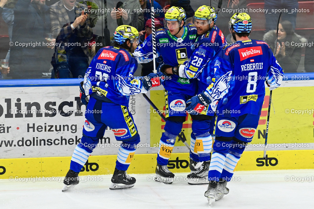 EC IDM Wärmepumpen VSV vs. EC KAC 17.3.2023 | Jubel EC VSV Mannschaft, #71 Viveiros Layne, #78 Maxa Felix, #28 Joslin Derek, #8 Rebernig Maximilian