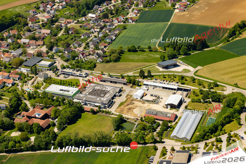 Klassische Luftaufnahme ohne Drohne zeigt:Schweinspoint Gewerbegebiet bei Marxheim - Die Luftbildaufnahme wurde 2025 vom UL-Flugzeug heraus erstellt ( keine Drohne ) - Hochauflösende Luftaufnahme -Nicht vergleichbar mit Google Maps oder Satelittenbilder- Die Geschenkidee !Mit Lizenz und Bildrechte bestellbar