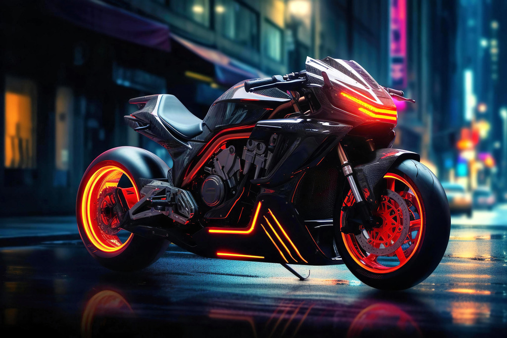2401049 - Cyberpunk Neon Bike | Illustration eines Bikes im Neon-Cyberpunk Look.