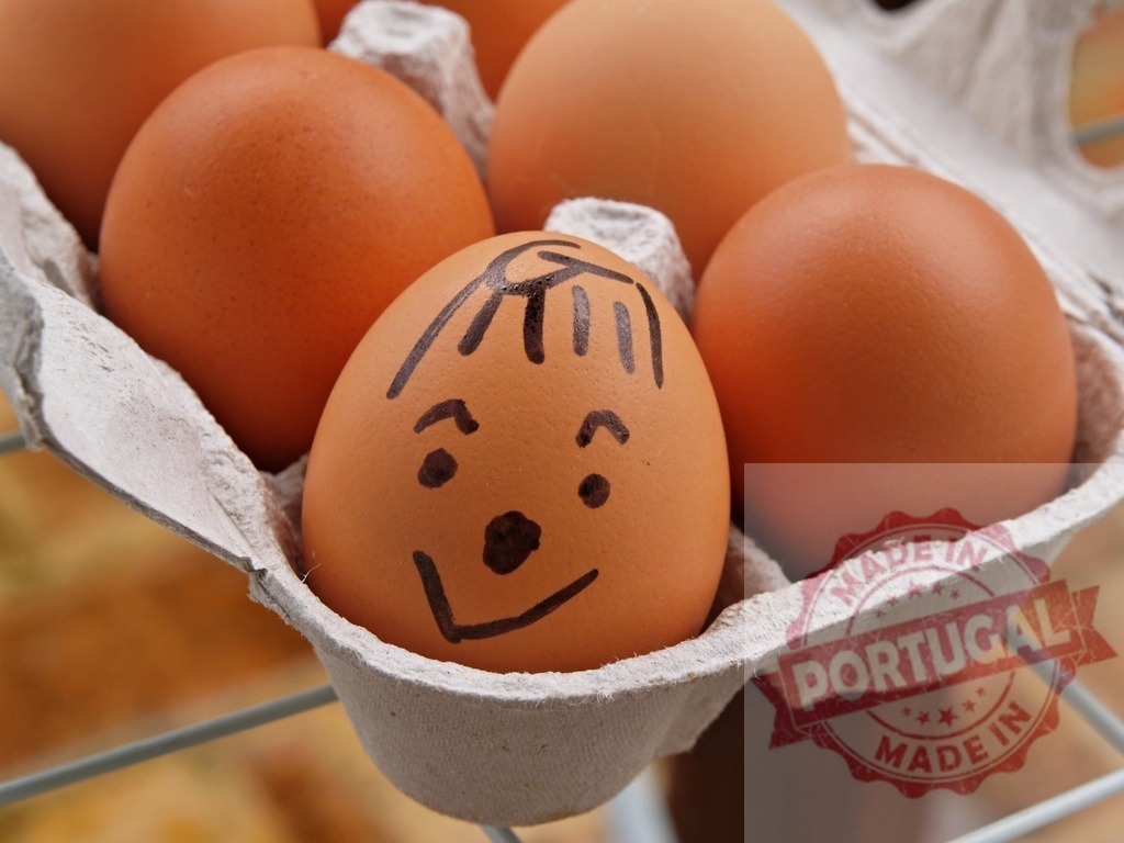 Egg character smiling in a carton with eggs | Brown egg with a smiling face drawn on it sitting in an egg carton - Realized with Pictrs.com