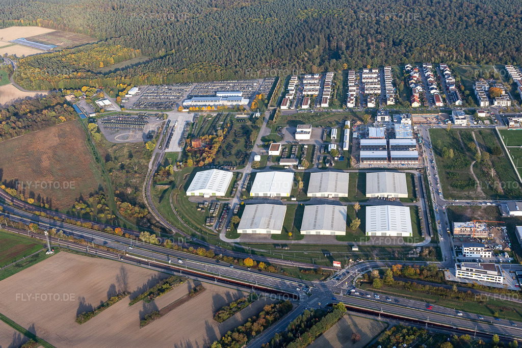 Luftbild: Bundeswehr Depot im Ortsteil Neureut in Karlsruhe im Bundesland Baden-Württemberg in Deutschland. Foto: IMG_123406.jpg vom 19.10.2020 durch ©2025 Werner Riehm fly-foto.de/copyright