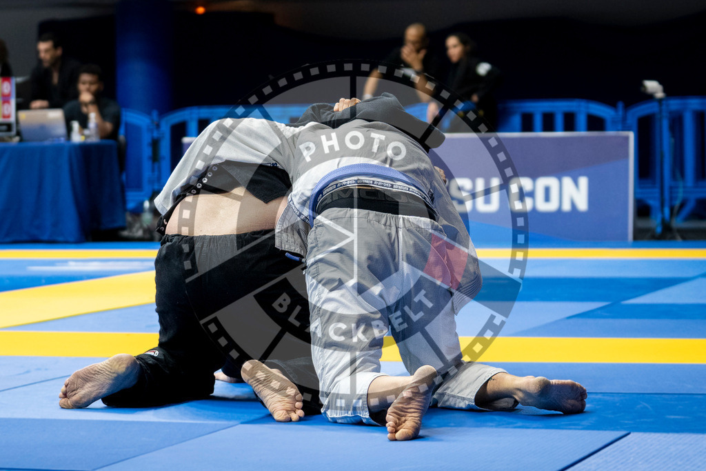 20240122PBB6140 | Fighters compete during the second day of the IBJJF European Championship in Paris, France, on January 22, 2024.