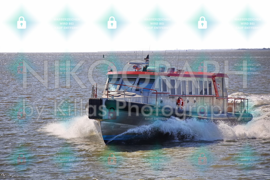 Schnellfähre "Esonborg" | Die Schnellfähre "Esonborg" wurde 2018 in Makkum fertiggestellt und verbindet seit dem März 2018 die Nordseeinsel Ameland mit dem Fährhafen von Holwert auf dem niederländischen Festland. Die Schnellfähre kann 48 Passagiere mit einer Geschwindigkeit von ca. 40 km/h transportieren.