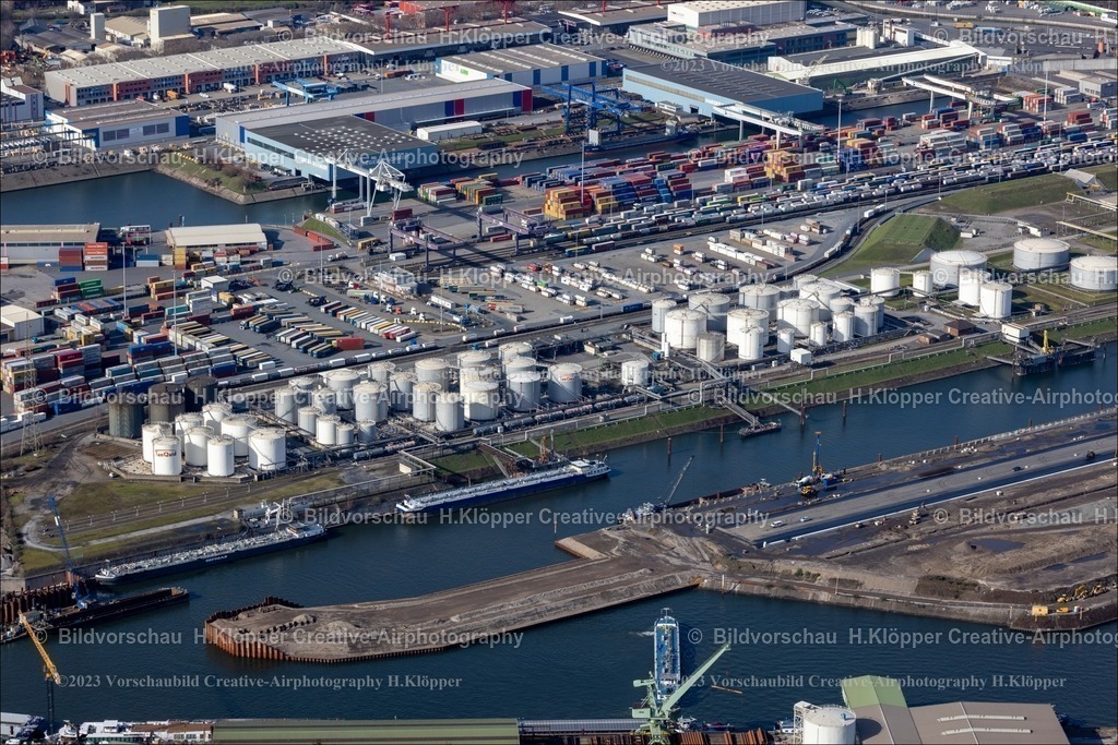 Luftbild Duisburg Öl-Insel_Hafen_Nordrhein-Westfalen_Deutschland-1838_prot | Luftbild Duisburg Öl-Insel,Hafen,Luftbildfotografie Hermann Klöpper/ Creative-Airphotography - Realisiert mit Pictrs.com