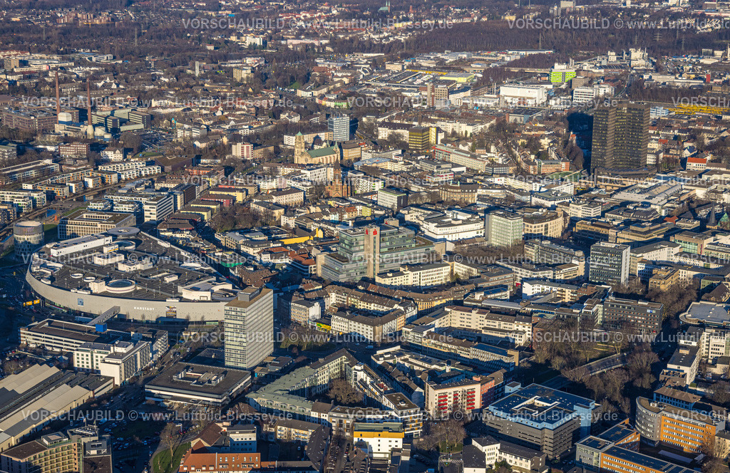 Essen230201654 | Luftbild, City Innenstadtansicht, Westviertel, Essen, Ruhrgebiet, Nordrhein-Westfalen, Deutschland