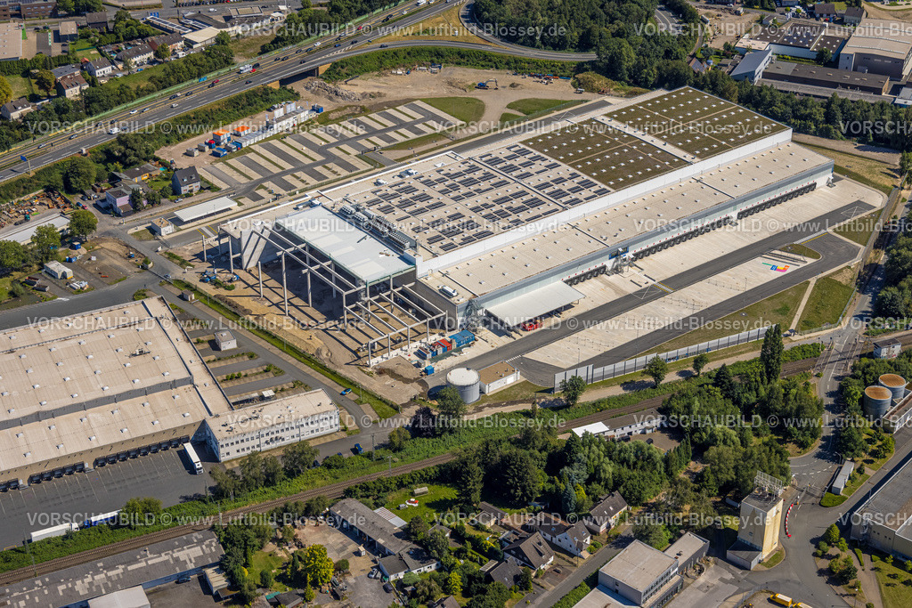 Herne240803579 | Luftbild, Baustelle Gewerbepark HER-BO an der Autobahn A43 Ausfahrt Bochum-Riemke, Neubau mit Erweiterung, Herne-Süd, Herne, Ruhrgebiet, Nordrhein-Westfalen, Deutschland