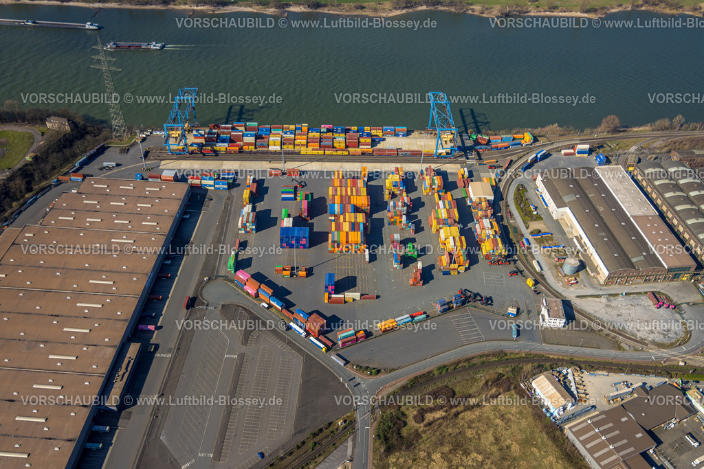 Duisburg240303453 | Luftbild, logport II Wanheim, Container Terminal am Fluss Rhein, Wanheim-Angerhausen, Duisburg, Ruhrgebiet, Nordrhein-Westfalen, Deutschland, Duisburg-S