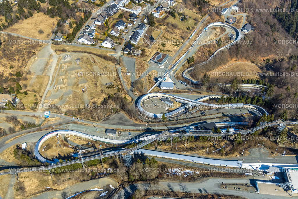 Winterberg220303561 | Luftbild, Veltins EisArena, Kunsteisbahn als Rodelbahn, Skeleton und Bobbahn, Winterberg, Sauerland, Nordrhein-Westfalen, Deutschland
