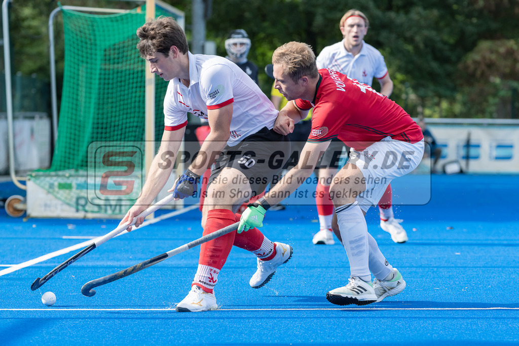 HK_20230923_104384 | 1. Bundesliga Herren Crefelder HTC - TSV Mannheim am 23.9.2023 CHTC, Krefeld , Jakob Brilla ( TSV Mannheim #50 ) , van Ehren Christian ( Crefelder HTC #16 )