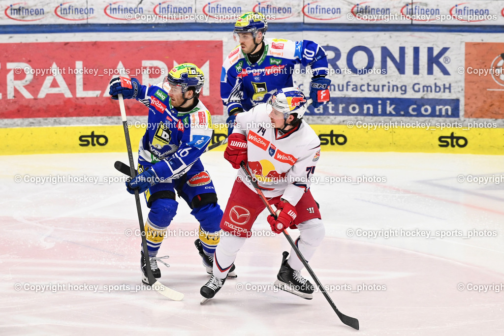 EC IDM Wärmepumpen VSV vs. EC Red Bull VSV | #16 Kevin Hancock EC VSV, #74 Travis St. Denis EC Red Bull Salzburg, #10 Thomas Vallant EC VSV, EC IDM Wärmepumpen VSV vs. EC Red Bull VSV, EC IDM Wärmepumpen VSV vs. EC Red Bull Salzburg am 16.01.2026 in Villach (Stadthalle Villach), Austria, (Photo by Bernd Stefan)