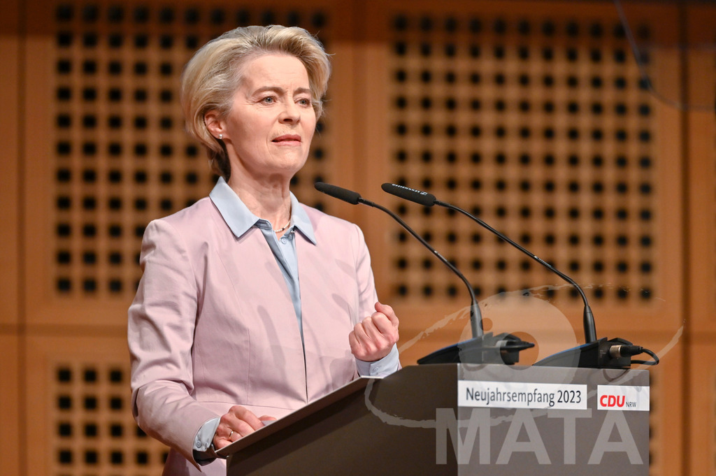 _DWI0782 | Politikerin Ursula von der Leyen beim CDU-NRW Neujahrsempfang in Düsseldorf. Düsseldorf, 28.01.2023 - Realisiert mit Pictrs.com