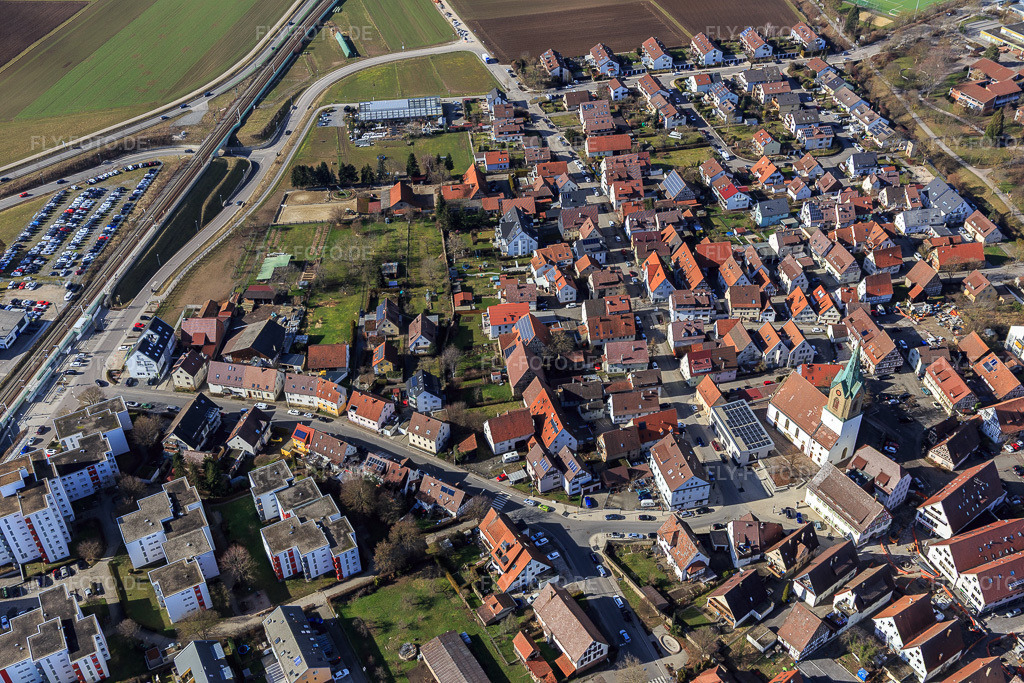 Luftbild: Weil-der-Städter-Straße in Renningen im Bundesland Baden-Württemberg in Deutschland. Foto: IMG_125071.jpg vom 20.02.2021 durch Werner Riehm/FLY-FOTO.de