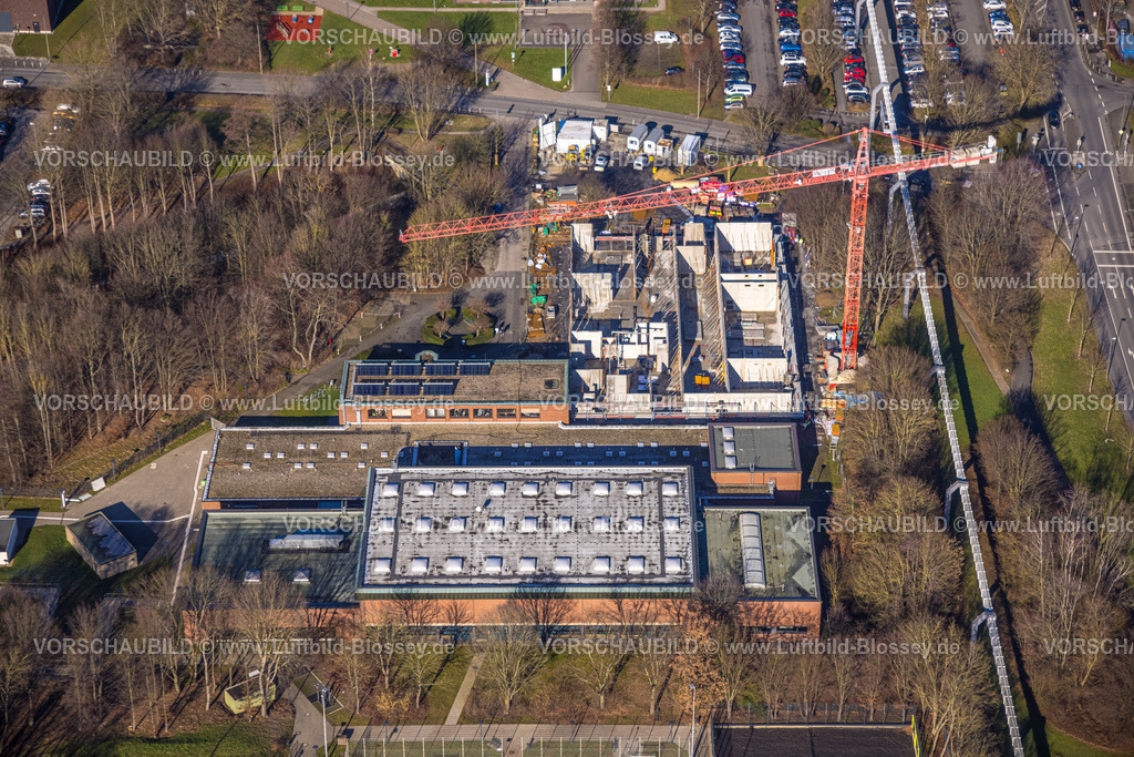 Dortmund230200739 | Luftbild, Sportplatz Technische Universität Dortmund, Baustelle am Institut für Sport und Sportwisschenschaft, Eichlinghofen, Dortmund, Ruhrgebiet, Nordrhein-Westfalen, Deutschland