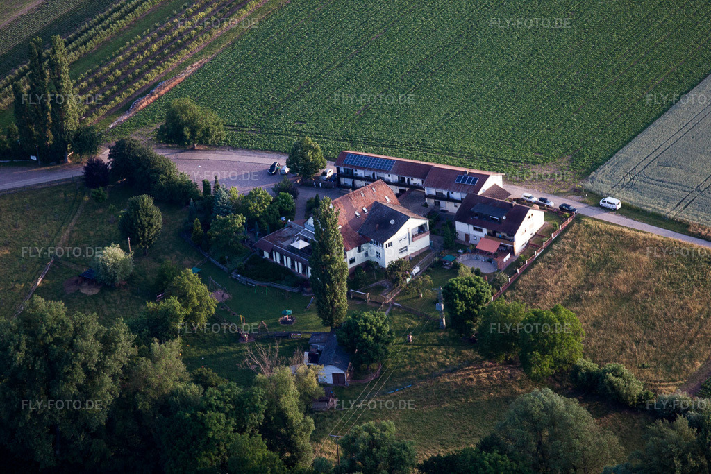 Luftbild: Gaststätte Mühlengrund im Ortsteil Heuchelheim in Heuchelheim-Klingen im Bundesland Rheinland-Pfalz in Deutschland. Foto: IMG_67854.jpg vom 14.06.2014 durch Werner Riehm/FLY-FOTO.de