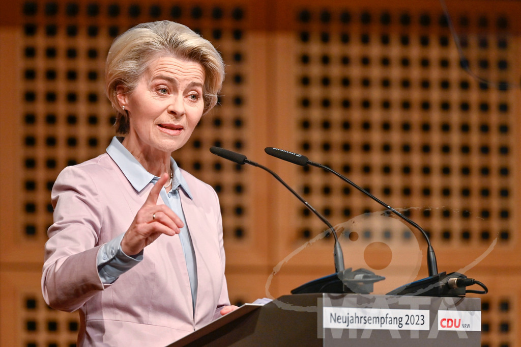 _DWI0594 | Politikerin Ursula von der Leyen beim CDU-NRW Neujahrsempfang in Düsseldorf. Düsseldorf, 28.01.2023 - Realisiert mit Pictrs.com