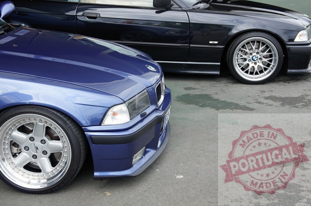 Two customized BMW E36 cars parked on asphalt | Two tuned BMW E36 cars parked side by side on asphalt, showcasing their custom modifications - Realisiert mit Pictrs.com