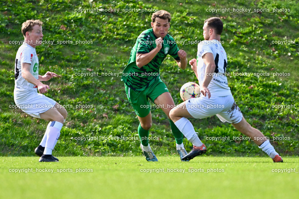 SC Landskron vs. Rapid Lienz | #9 Luka Gajic SC Landskron, #15 Matej Verstovsek Rapid Lienz, #13 Maximilian Stuart Zojer Rapid Lienz, SC Landskron vs. Rapid Lienz, SC Landskron vs. Rapid Lienz am 22.09.2024 in Villach (Sportanlage Landskron), Austria, (Photo by Bernd Stefan)