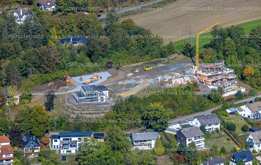 Meschede220901745 | Luftbild, Baustelle mit Neubau Unterm Hasenfeld, Meschede-Stadt, Meschede, Sauerland, Nordrhein-Westfalen, Deutschland