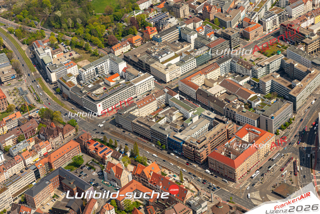 Das Luftbild zeigt Marienvorstadt Nürnberg - Die Luftaufnahme wurde 2023 vom UL-Flugzeug aus erstellt ( keine Drohne ) - Hochauflösende Luftaufnahme - Für grossformatige Ausdrucke geeignet. Die Geschenkidee !Mit Lizenz und Bildrechte bestellbar