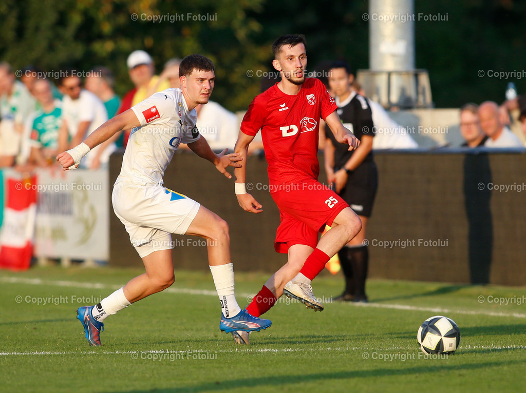 A_LUI_27082025_26 | SPORT,FUSSBALL,UNIQA OOEFB CUP 2.RUNDE,ASKOE OEDT-WSG TIROL 27.08.2025 IM BILD: BELMIN CIRKIC (OEDT) UND MORITZ WELS (WSG) FOTO:FOTOLUI