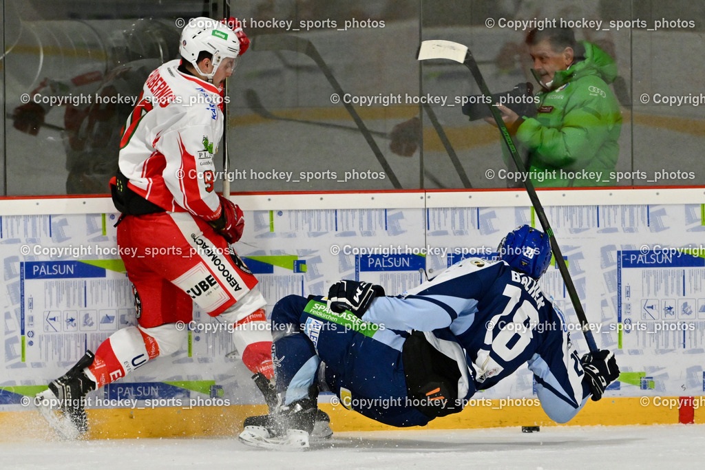 ESV FERLACH vs. ESC SOCCERZONE STEINDORF | #90 Schubernig Markus ESV Ferlach, #28 Bacher Stefan ESC Steindorf, ESV FERLACH vs. ESC SOCCERZONE STEINDORF, ESV FERLACH vs. ESC SOCCERZONE STEINDORF am 22.11.2024 in Ferlach (Eishalle Ferlach ), Austria, (Photo by Bernd Stefan)