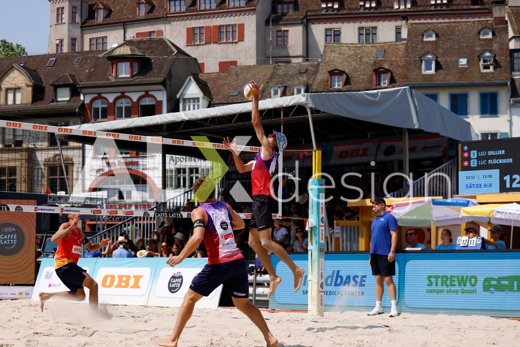 Obi BeachTour 2026 - Basel | BASEL, SWITZERLAND - JULY 19: SIMON HAGENBUCH (SUI) during the Obi BeachTour 2026 match between DILLIER / FLÜCKIGER (SUI) and HAGENBUCH / HAUSSENER (SUI) at Barfüsserplatz on July 19, 2026 in Basel, Switzerland. - Realisiert mit Pictrs.com